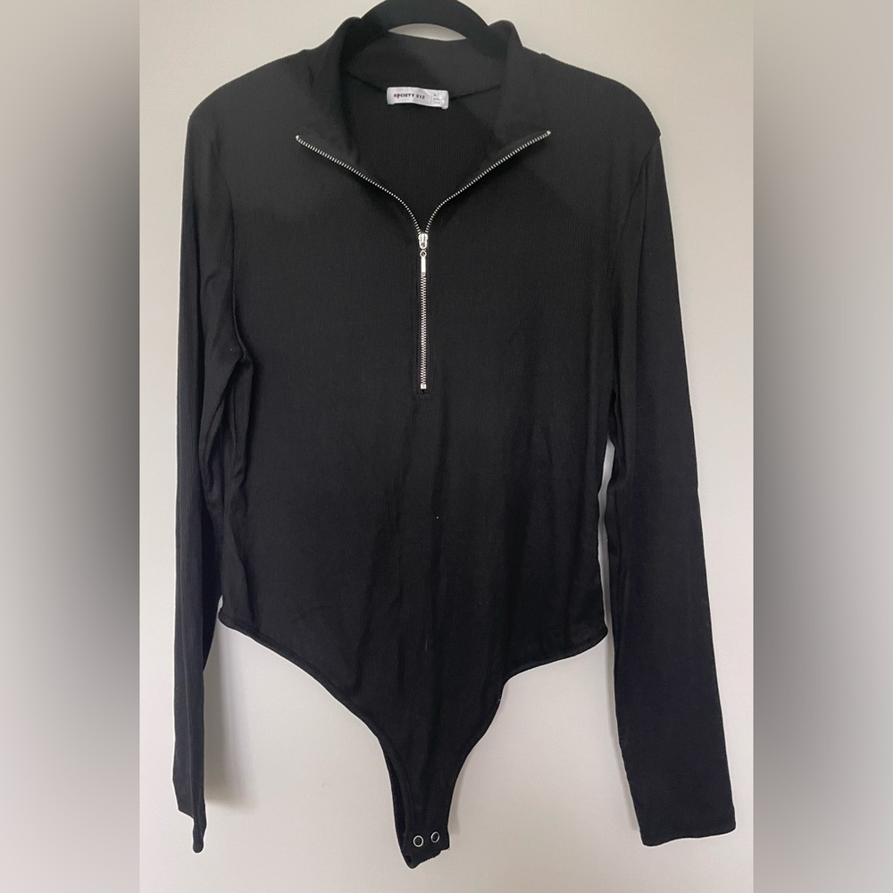 Society 212 Retro Black Knit Bodysuit Top Size XL